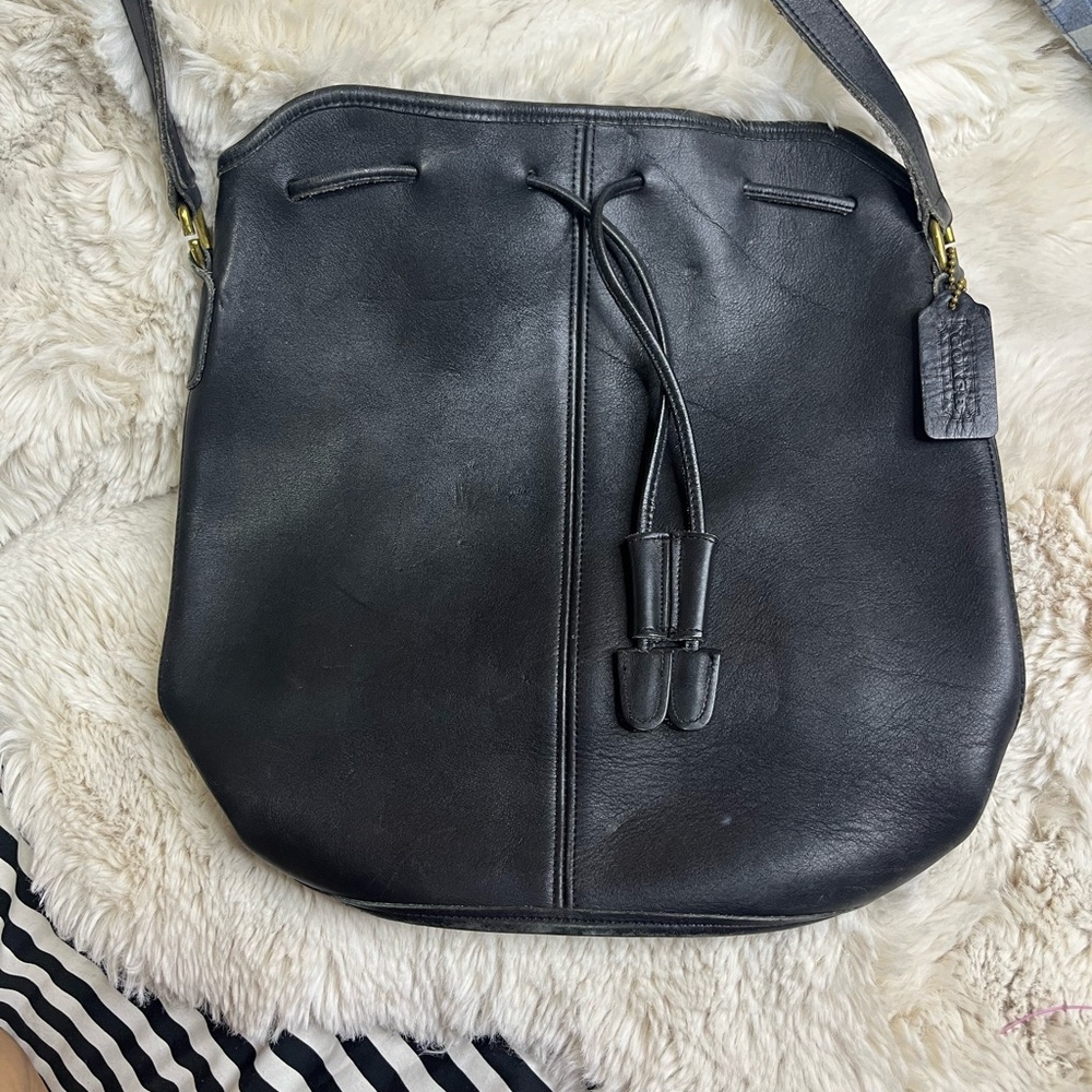 Coach Vintage Black Leather Shoulder Bag